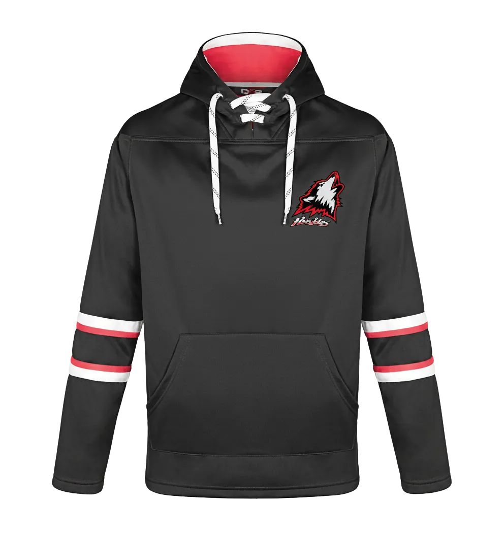 L00617 - Dangle - Adult Pullover Hockey Lace Hooded Sweatshirt